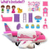 Playset Pink Airplane Toy Private Jet Transport Cargo Vehicle - Big Large Aircraft Plane with Figures and Beauty