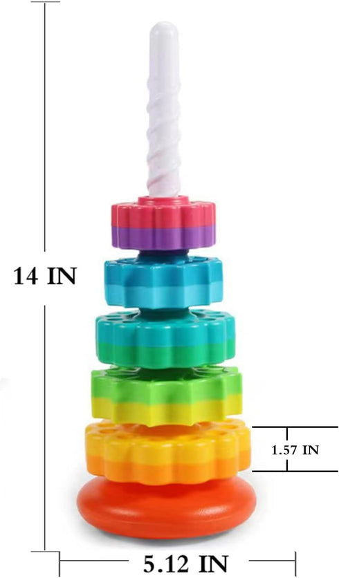 Baby Spin stack Toy,Premium Stacking Toy for Kids,Baby Spinning Toy,Stacking Toy for Babies and Toddlers,Educational Toddler Learning Toys,Autism Spin Stack Toys,Rainbow Spinning Wheel Toys