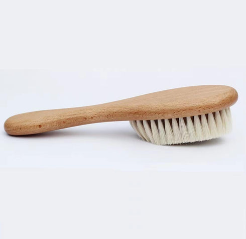 HUAYINGMEI Wooden Handle And Super Soft Goat Hair, Soft Baby Brush For Newborns And Toddlers