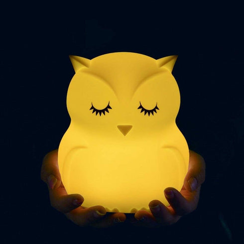 Owl Night Light Baby Bedside Lamp - Silicone Nursery Lamp for Breastfeeding, Adjustable Brightness & Color, Holiday