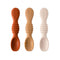 Bumkins Baby Utensil Set, Silicone Trainer Spoons for Dipping, Soft Tip, Self-Feeding, 3-pk Beige/Brown