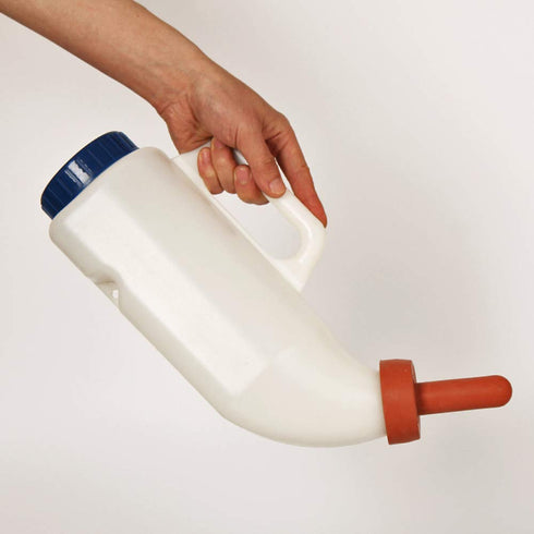 Sanguinesunny 2L Feeding Bottle Nursing Bottle with a Nipple a Handle Horizontal for Cattle Newborn Calves