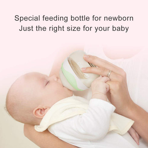 Bottles-2pack (2.5oz/pc, Breast Milk Baby Bottles for Newborn Baby PPSU Anti Colic Infant Bottles Wide Neck Breast-Like