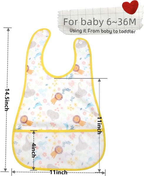 6-36M Baby bibs Waterproof Toddler bib - Feeding bib with Pocket for Infant Boy Girl Washable