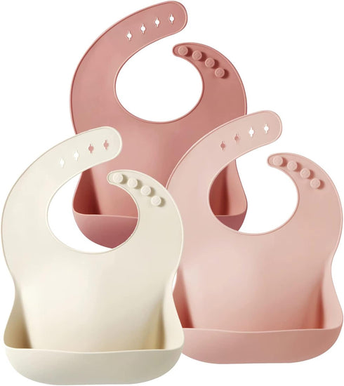 PandaEar Silicone Bibs for Babies & Toddlers, Adjustable Waterproof BPA Free Soft Bibs with Large Pocket