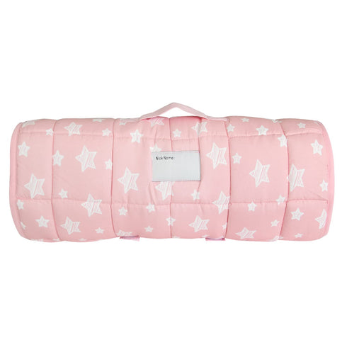 Moonsea Toddler Nap Mat Pink with Pillow and Fleece Minky Blanket, Lightweight Sleeping Bag for Kids