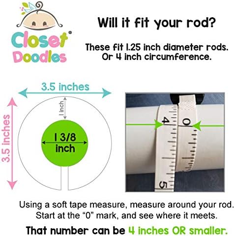 6 Baby Girl Nursery Clothing Size Closet Dividers, Pink Elephant (1.25 Inch Rod)