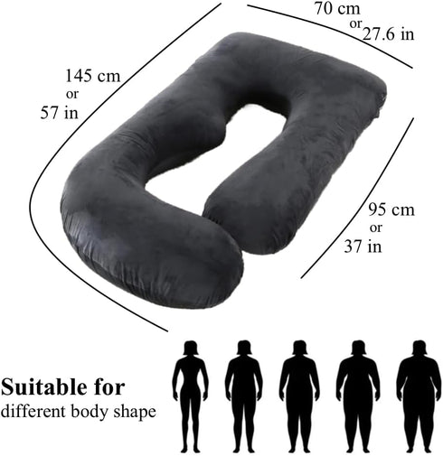 ALLOPERA 57 Inch Pregnancy Pillow, Full Body Maternity Pillow with Removable Washable Cover - Sleep Support for Legs