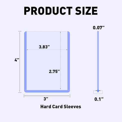 RIXUGIT 100ct 3"x4" 75pt Hard Card Sleeves - Hard Plastic Trading Card Protector, Rigid Clear Open-Top Card Sleeve