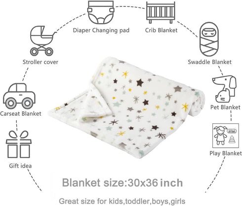 Bunnikins & Clover Lightweight Plush Flannel Baby Blanket - Super Soft Floral Fleece for Crib and Toddler Bed