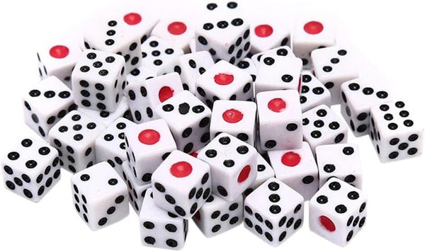 100Pcs 8mm Acrylic Dice - White Black Gaming Dice, Standard Six Sided Decider Board Game Dice Set