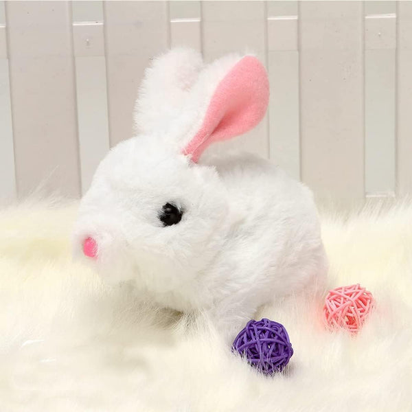 Bunny Toys Educational Interactive Toys, 2023 New Plush Stuffed Bunny Toy with Sounds, Hopping Rabbit (White)
