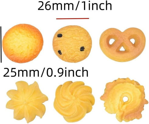 60Pcs X Hot Popcorn Fake Cookies Mini Fake Cookies Artificial Pastries Food Fake Biscuits Model for DIY Craft Home