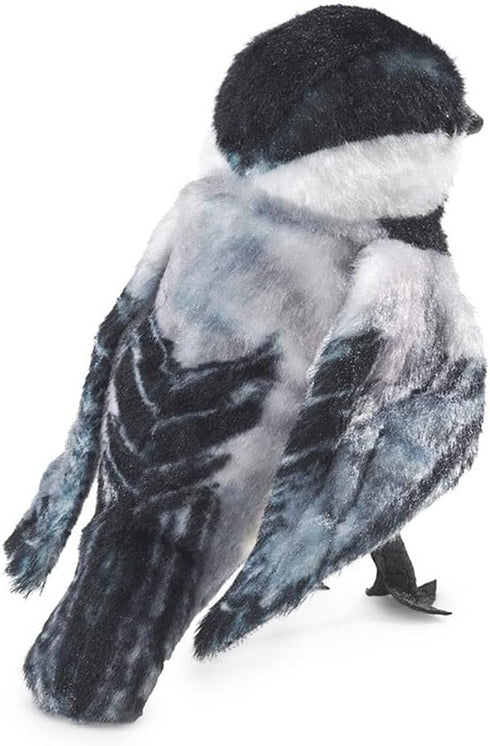 Folkmanis Mini Chickadee Finger Puppet | White, Black, Gray