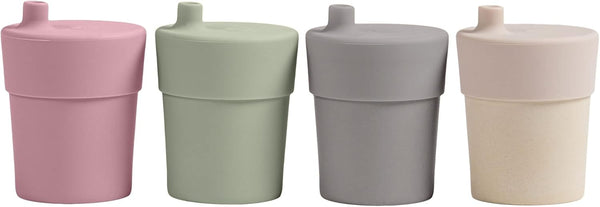WeeSprout Bamboo Sippy Cups with Lids, 10 oz, Set of Four, Made With Bamboo & 100% Silicone, Bite Spout Design,