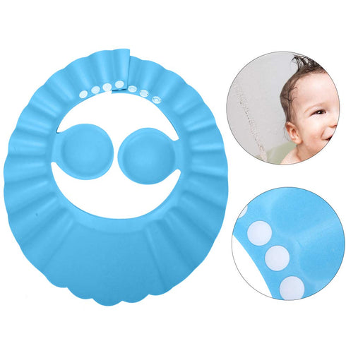Srliya Baby Shower Shampoo Bath Cover Soft Adjustable Visor Hat for Toddlers Silicone Hair Sun Ear for Kids (Blue)