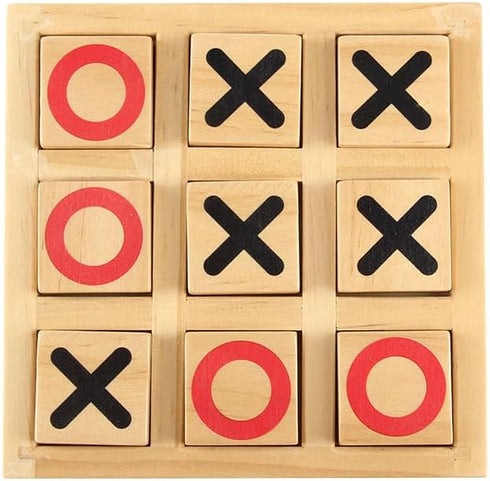 Wooden Tic Tac Toe Game - Small 5.9 Inch Travel Board Games, Coffee Table Decor