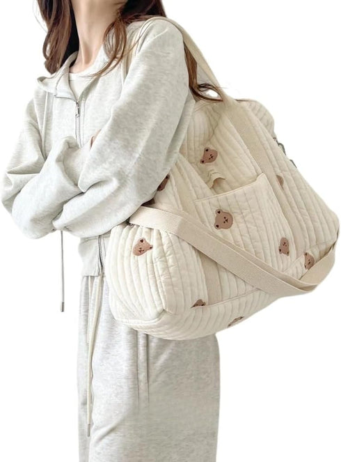 RSENFREMIOR Mommy,Bear Diaper bag Tote,Large Hospital Bag for Baby Stroller Storage Bag