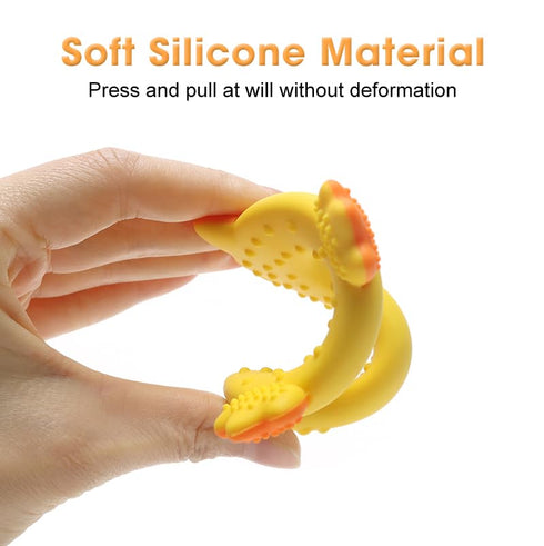 3 Baby Teether with Easy-Hold Handle, Silicone, BPA-Free, Soothe Sore Gums, Textured for Sensory Development, Teethable
