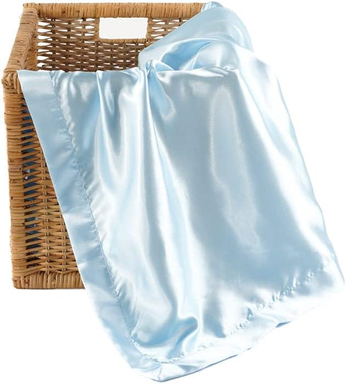 Heavens Cuddles 48"x36" Double Sided Pure Satin Baby Blanket (Light Blue)