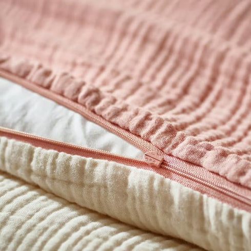 Generic 3-Piece Set 27.5x52 Crib Bedding Pale Pink/Beige, Soft Cotton Duvet Cover, Pillowcase & Fitted Sheet