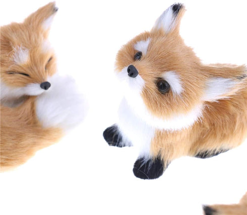 GUDVES Squatting Brown Fox Toy Model, Simulation Fox Home Decoration with Static Action Figures