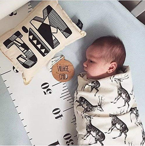 79" 7.9" Mibote Baby Growth Height Chart Handing Ruler Wall Decor for Kids, Canvas Removable Height Growth Chart x