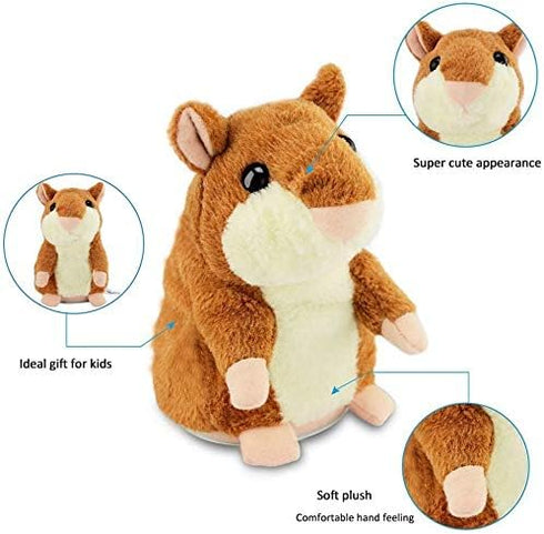 Talking Hamster - Interactive Stuffed Plush Animal Toy with Cute Sound Effects, Best Buddy for Kids (Brown)