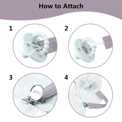 4 Pack Pacifier Clip for Baby Boy and Girl - Linen Soft Fabric Pacifier Hold with Clip for Binky, Leash Soothie Holder