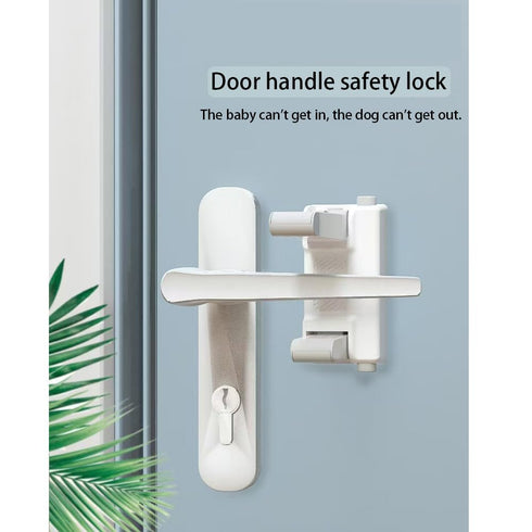 QL-LINRUN No-Drill Door Lever Lock Child Proof, Heavy Duty Adhesive Pet Safety Gate for Toddlers, Baby Proofing No