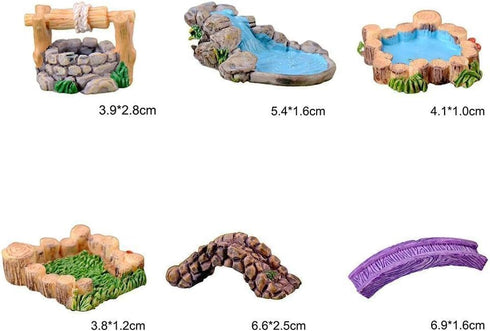 Blue DIY Miniature Water Pool Fairy Garden Lawn Ornament, Outdoor Statues for Dollhouse Decor Craft