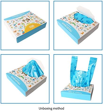 200 Count Disposable Diaper Bags with Easy-Tie Tabs, Degradable Diaper Trash Bags or Pet Waste Bags, With Cute Pattern