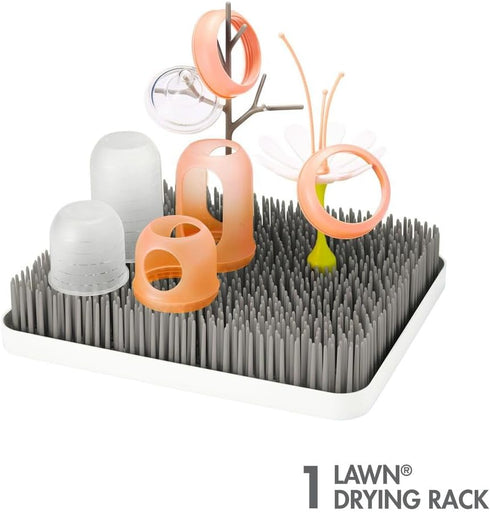 Countertop 13.5 11 2.5 Boon Lawn Baby Bottle Drying Rack with Antimicrobial Tray - Baby Bottle Dryer and Organizer