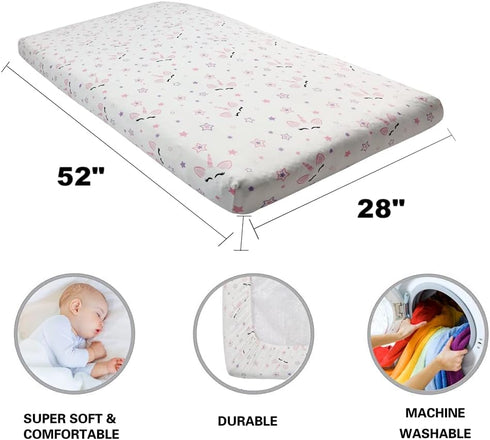 Jola's House 4 Pack Set Soft Baby Girl Crib Sheets for Standard Crib Mattress Unicron Rainbow Heart Cute Neutral