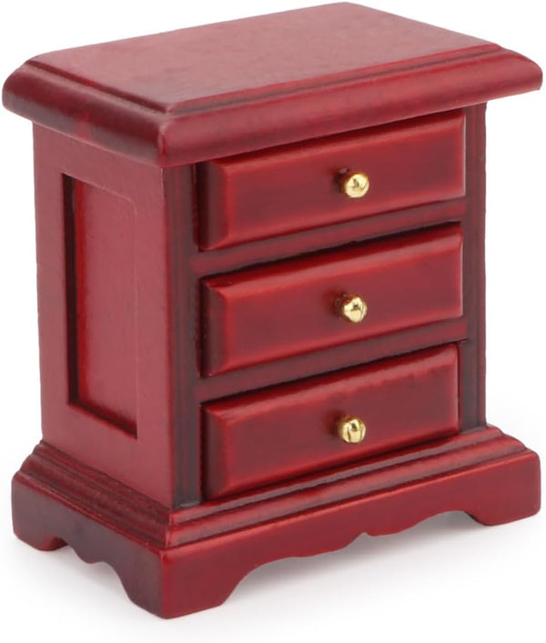 Miniature Bedside 1:12 Furniture Dollhouse Nightstand Bedroom Drawer Cabinet Model Accessories Mini
