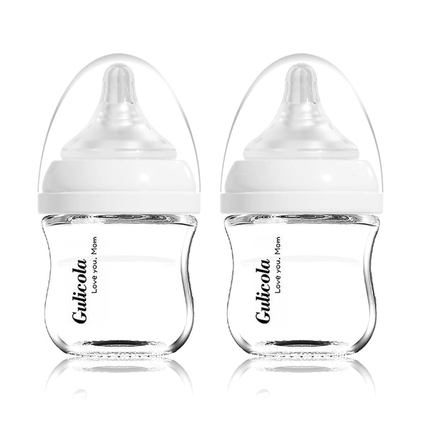 Gulicola Small Glass Baby Bottle for Newborn Breastfeeding Babies, Preemie & Extra