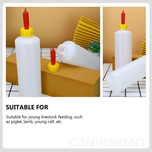 Goat Nipple and Bottles Set, 5 Sets Small Animal Milk Drink Pritchard Nipple for Goats, 400 ml Lamb Nursing Bottles