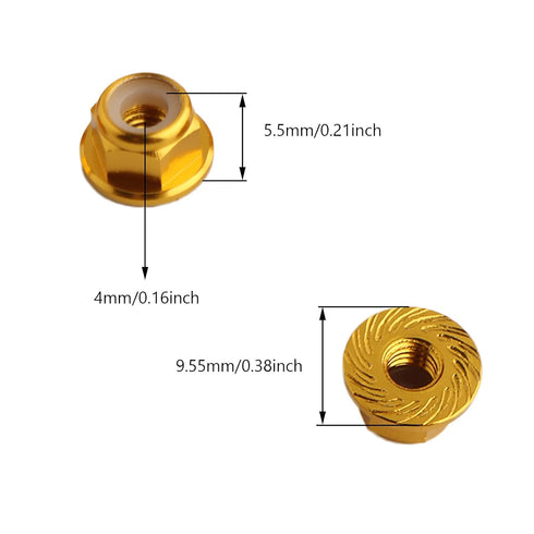 8PCS Flange M4 Lock Nuts Serrated Nylon Self-Tightening Aluminum Wheel Hardware for RC Car Vehicles