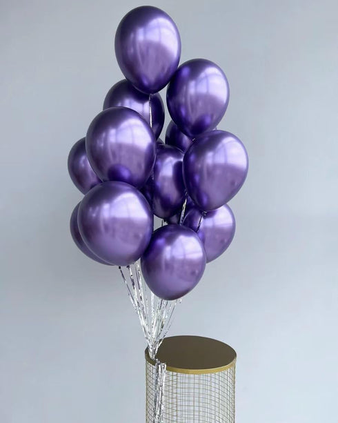 Chrome Metallic Purple Balloons, 12 inch, 100 Pcs Latex Shiny Balloons for Party Decoration
