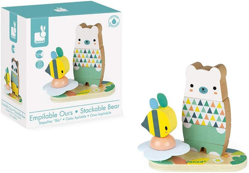 Janod Pure 2-in-1 Wood Stackable Bear for 12+ Months - J05156