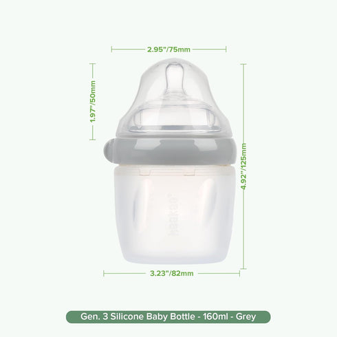 3 160ml /5.4oz 0M+, haakaa Gen. Silicone Baby Bottle Baby Bottles for Newborn BPA-Free Breastfeeding Baby Bottle
