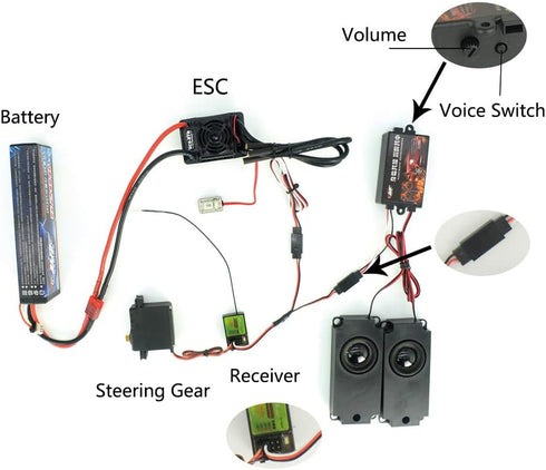 2nd Set Set 2 1/10 RC Car Generation Motor Sound Simulator RC Car Engine Sound Simulator, Remote Control Car Sound
