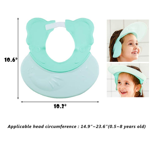 Topwon Baby Shampoo Shower Cap, Adjustable Silicone Visor Hat for Toddler, Ears Protection, Green