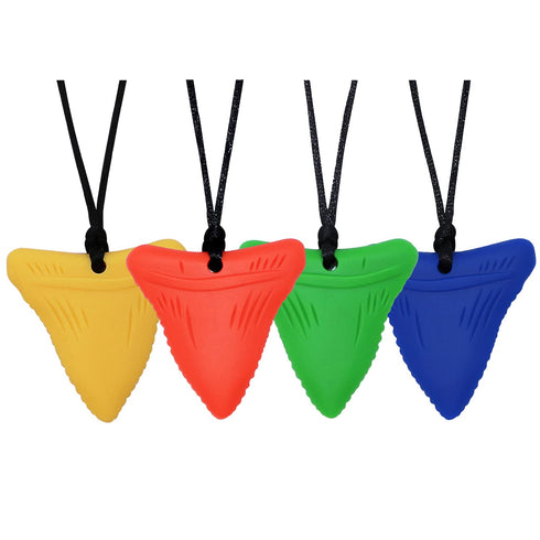 Sensory Chew Necklace for Kids and Adults, Shark Tooth Chew Necklaces for Boys Girls with Autism, 4 Pack