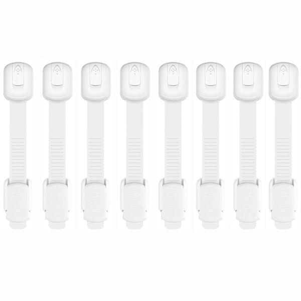 Child Safety Strap Locks for Cabinet, Fridge, Ovens, Toilet, Drawer, Adjustable Length, 8 Packs
