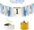 innerspark 1st set, Baby Boy Birthday Party Decorations by , Blue and Gold Ribbon High Chair Banner, Birthday crown