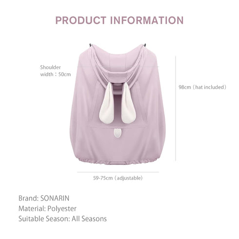 SONARIN Sunproof Hooded Baby Carrier Cover,Breathable Universal Weather Cover for Baby Carrier All Seasons Windproof