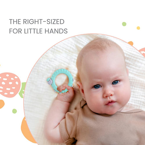 Lulyboo Baby Silicone Sensory Teething Sheep, Easy to Grip, Self Soothing Pain Relief for 0-12 Months (Aqua)