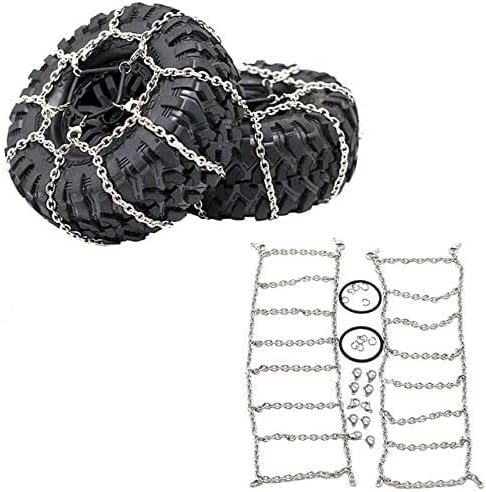 2Pcs Metal Snow Anti-Slip Tires, Steel Chain for 1/10 RC Rock Crawler TRX-4 TRX4 Axial SCX10