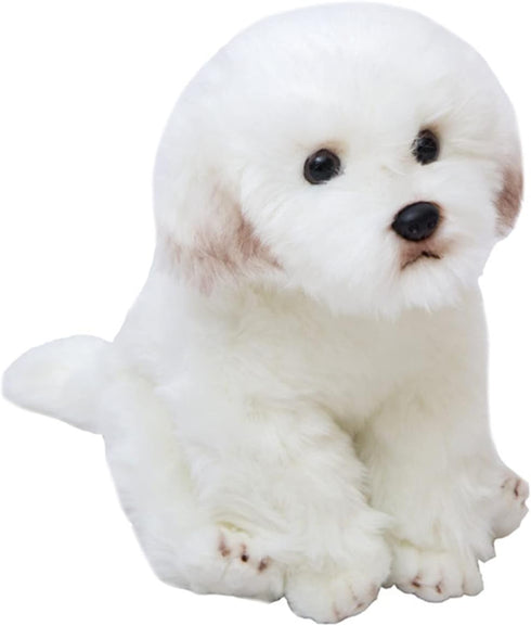 Tiny Heart Simulation Maltese Dog Plush Toys, Realistic 10inch Stuffed Animal for Kids Birthday Gifts and Home Decor